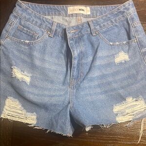 Fashion Nova Blue High-Waisted Jean Shorts